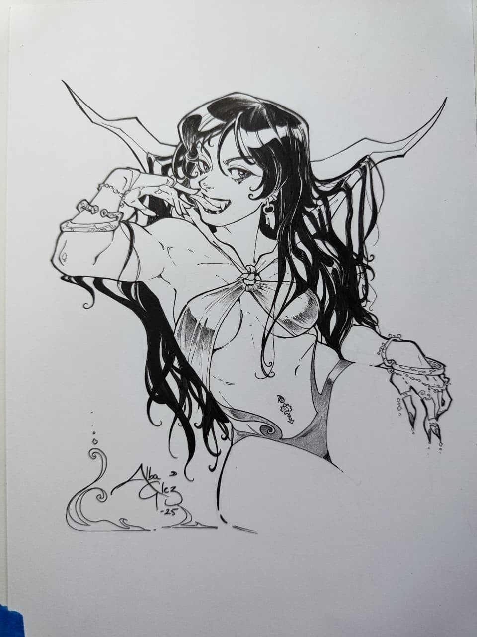 Alba Glez Original Sketch • Custom Commission - On Blank Cover - CGC/RAW