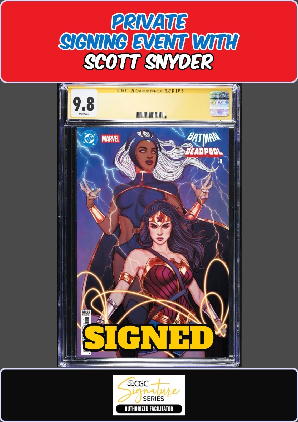 BATMAN DEADPOOL #1 JENNY FRISON CGC SS 9.8 SCOTT SNYDER PRIVATE SIGNING PRESALE