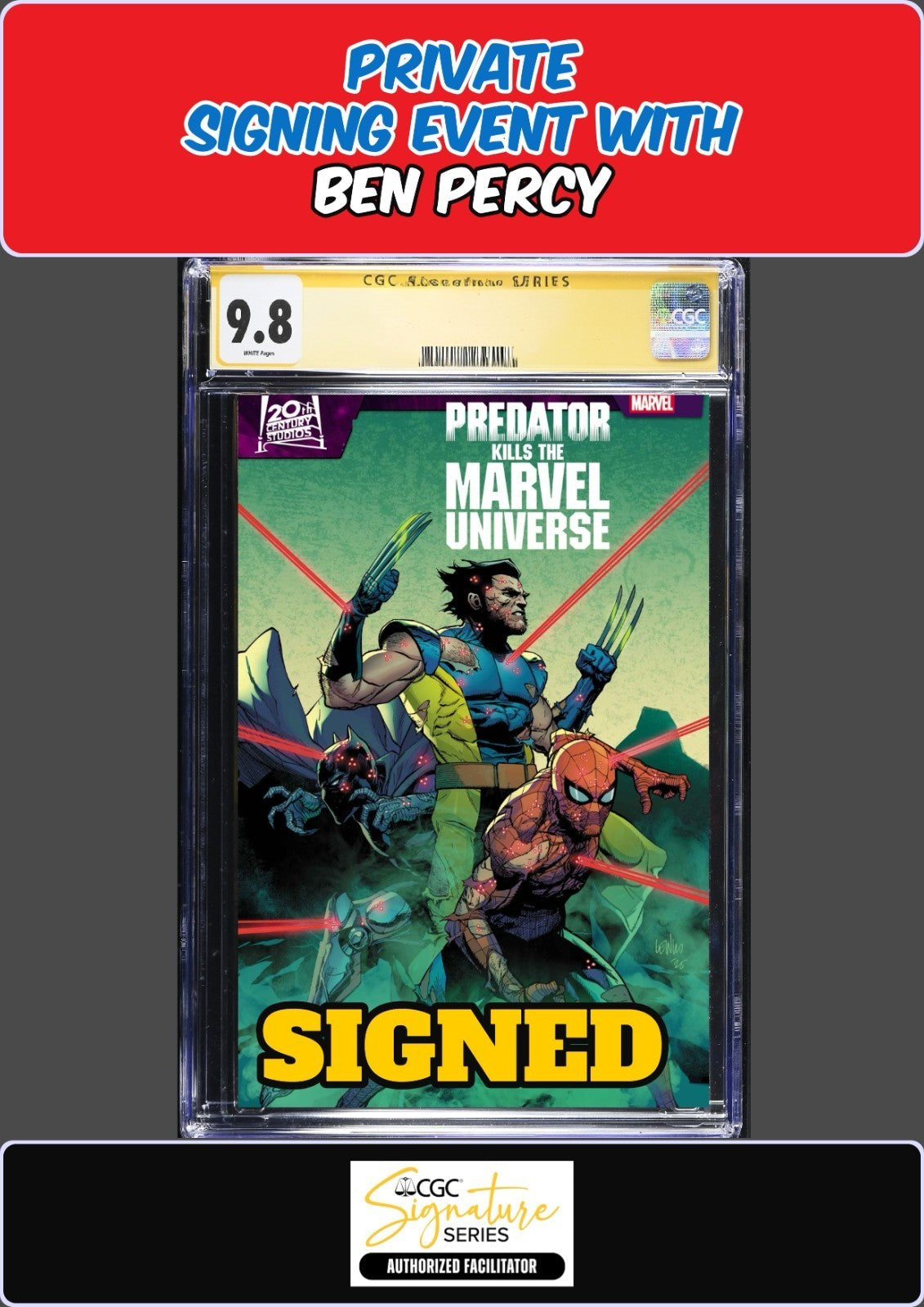 PREDATOR KILLS MARVEL UNIVERSE #1-5 SET MAIN CGC SS 9.8 BEN PERCY SIGNED PRESALE