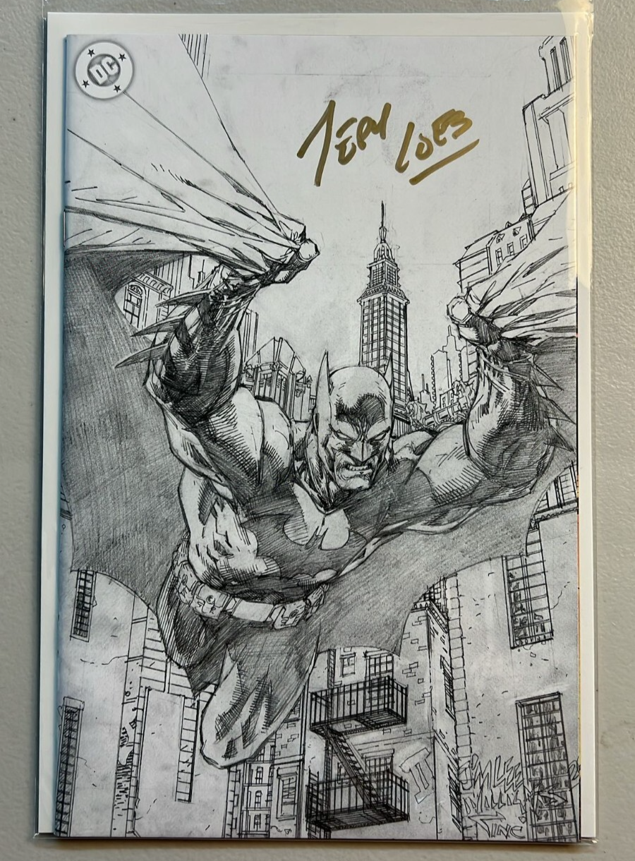 BATMAN #158 DC 1:250 JIM LEE SKETCH VIRGIN VARIANT JEPH LOEB SIGNED GOLD COA NM