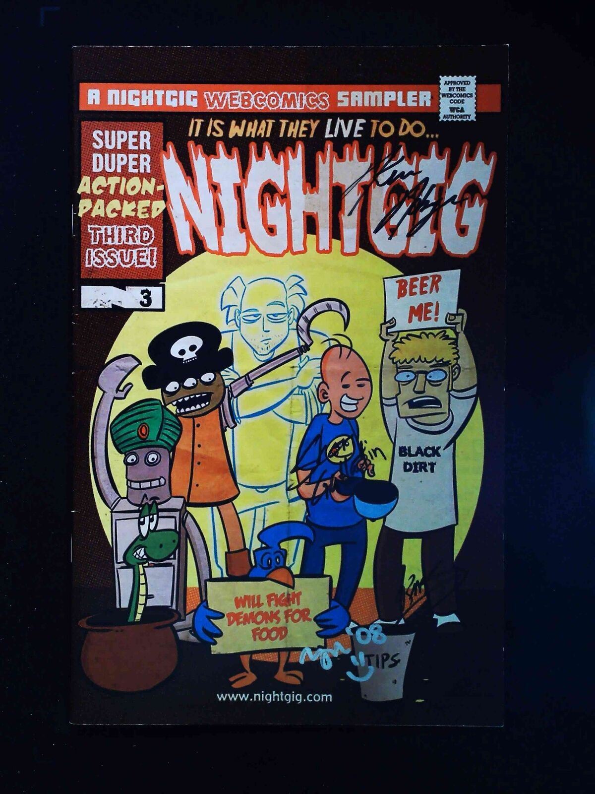 Nightgig Web Comics Sampler #3  Night Gig Comics  Vf  Signed