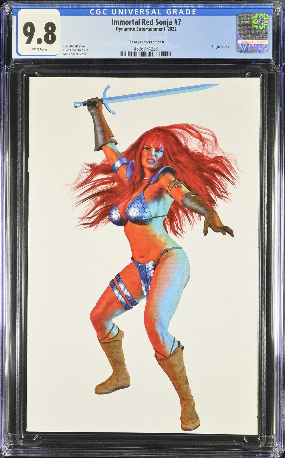 IMMORTAL RED SONJA #7 DYNAMITE MARK SPEARS EXCLUSIVE 616 VIRGIN VARIANT CGC 9.8