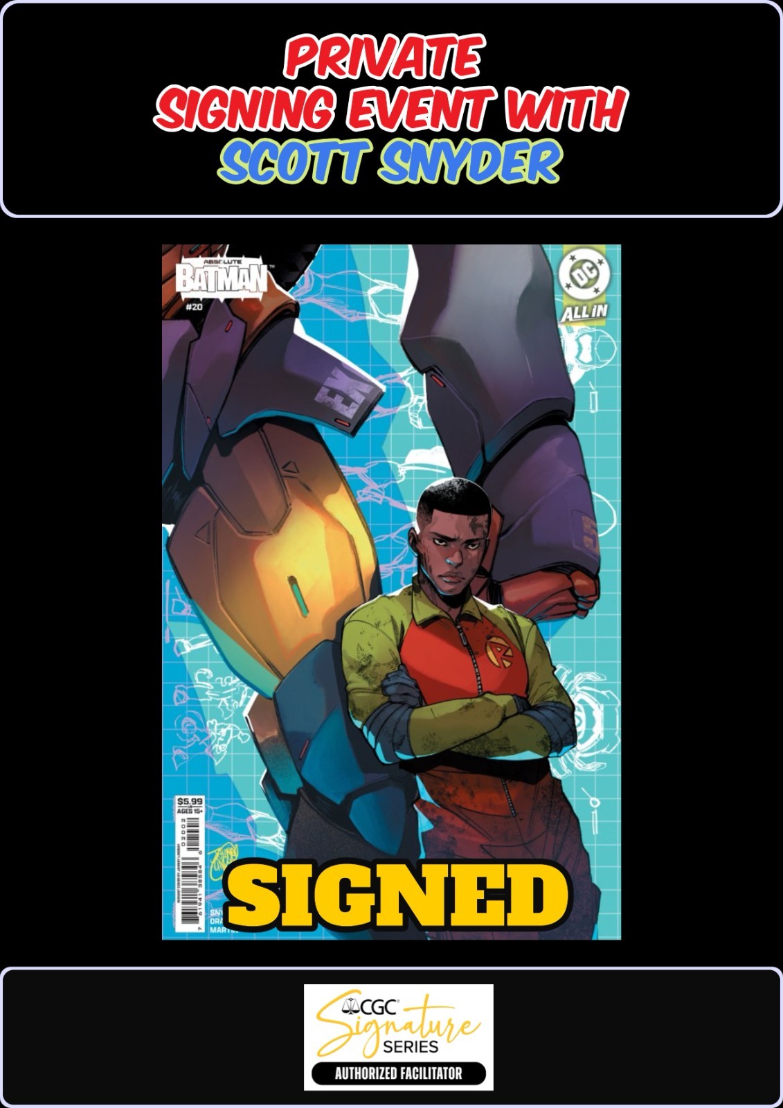 ABSOLUTE BATMAN #20 JAHNOY LINDSAY RAW SCOTT SNYDER  SIGNING PRESALE NM/COA