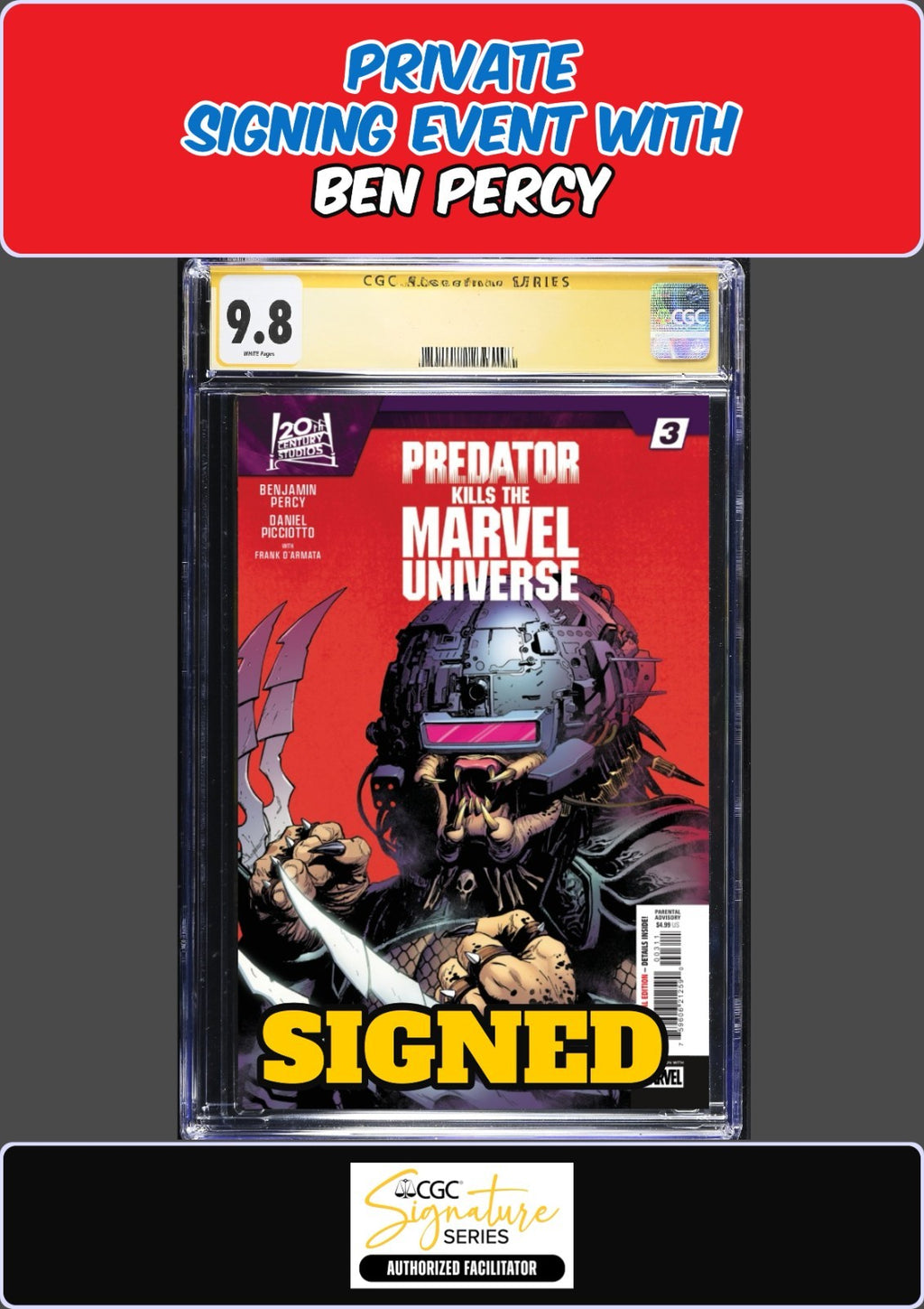 PREDATOR KILLS MARVEL UNIVERSE #1-5 SET MAIN CGC SS 9.8 BEN PERCY SIGNED PRESALE