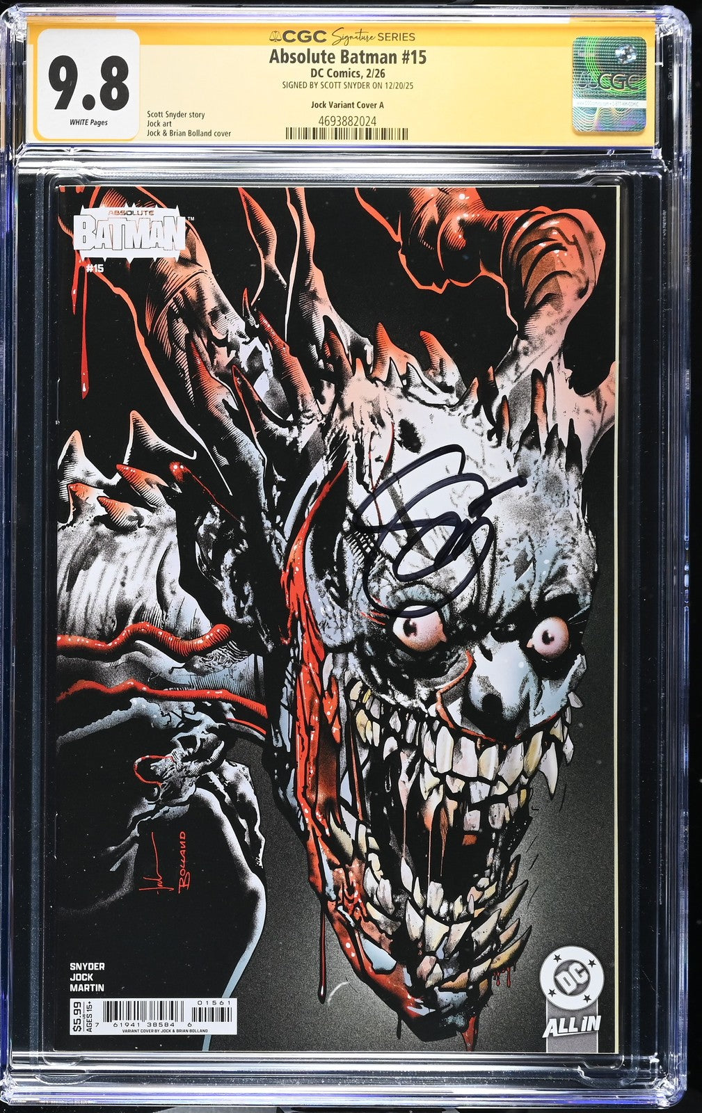 ABSOLUTE BATMAN #15 1ST PRINT BRIAN BOLLAND DC SCOTT SNYDER SIGNED CGC SS 9.8