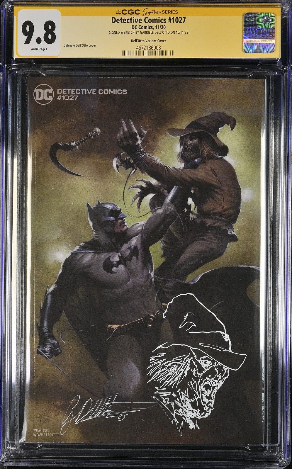 DETECTIVE COMICS #1027 DC 2020 GABRIELE DELL'OTTO SIGNED & REMARQUED CGC SS 9.8