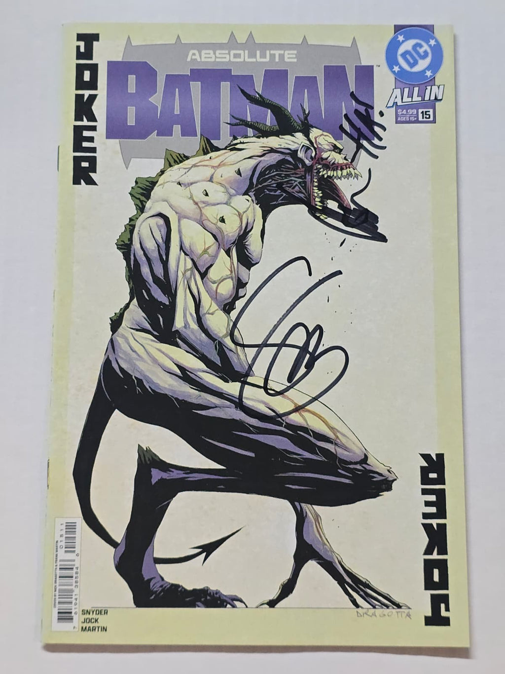 ABSOLUTE BATMAN #15 DRAGOTTA DC 1ST PRINT 2X SIGNED SCOTT SNYDER & JOCK W/COA NM