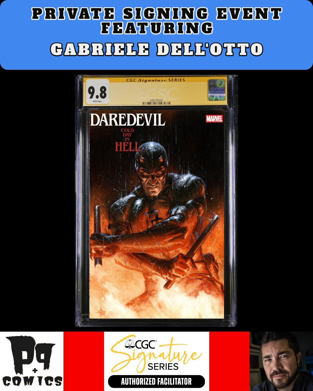 DAREDEVIL COLD DAY IN HELL #2 GABRIELE DELL'OTTO EVENT SIGNED CGC SS PRESALE