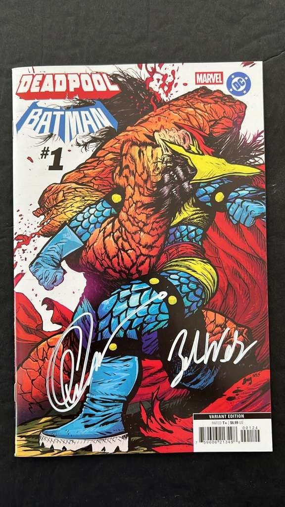 DEADPOOL BATMAN #1 DANIEL WARREN JOHNSON VAR 2X SIGNED CAPULLO/WELLS NYCC COA NM
