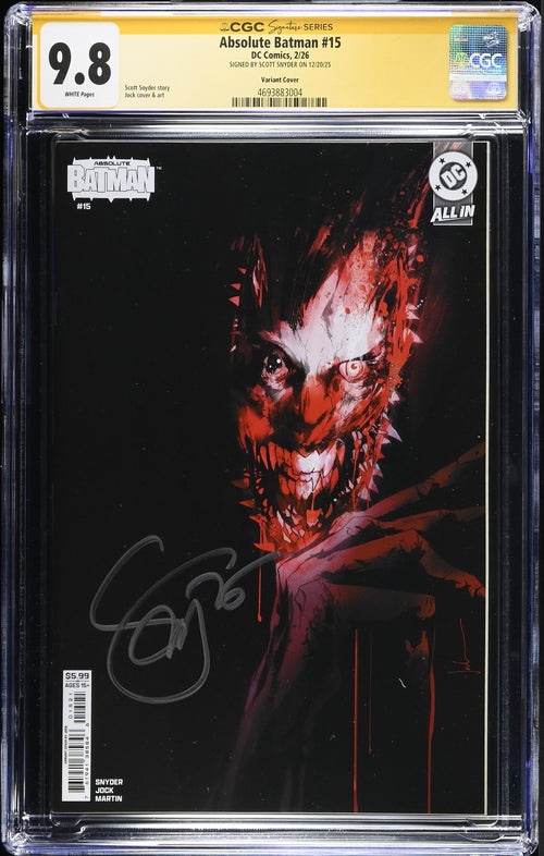 ABSOLUTE BATMAN #15 1ST PRINT JOCK DC SCOTT SNYDER SIGNED CGC SS 9.8