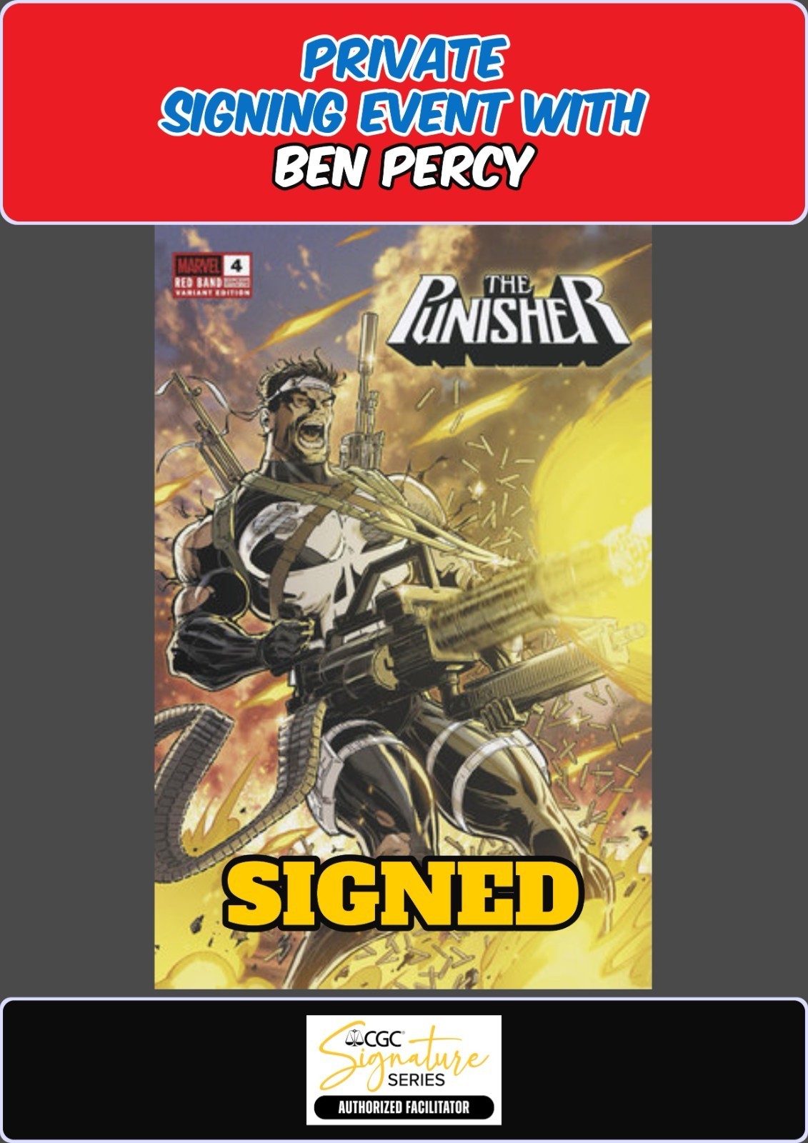 PUNISHER RED BAND #4 KKARE ANDREWS RAW BEN PERCY PRIVATE SIGNING COA PRESALE NM
