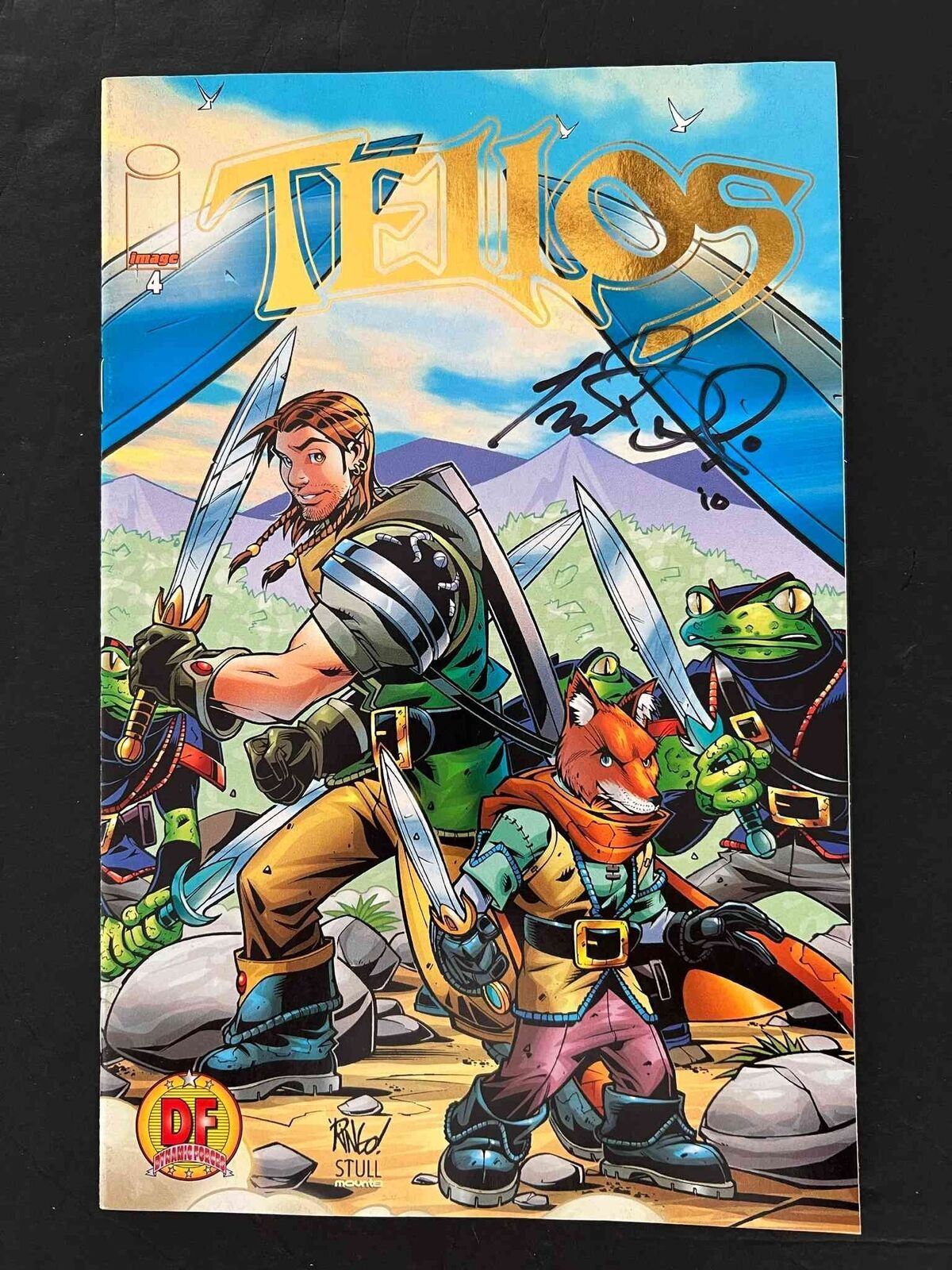 Tellos #4C.Df Image 1999 Vf+ Signed By Todd Dezago Dynamic Forces Gold Foil