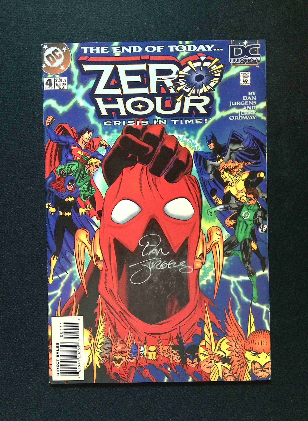 Zero Hour  Crisis in Time #4  DC Comics 1994 VF+  DCU Signed By DAN JURGENS