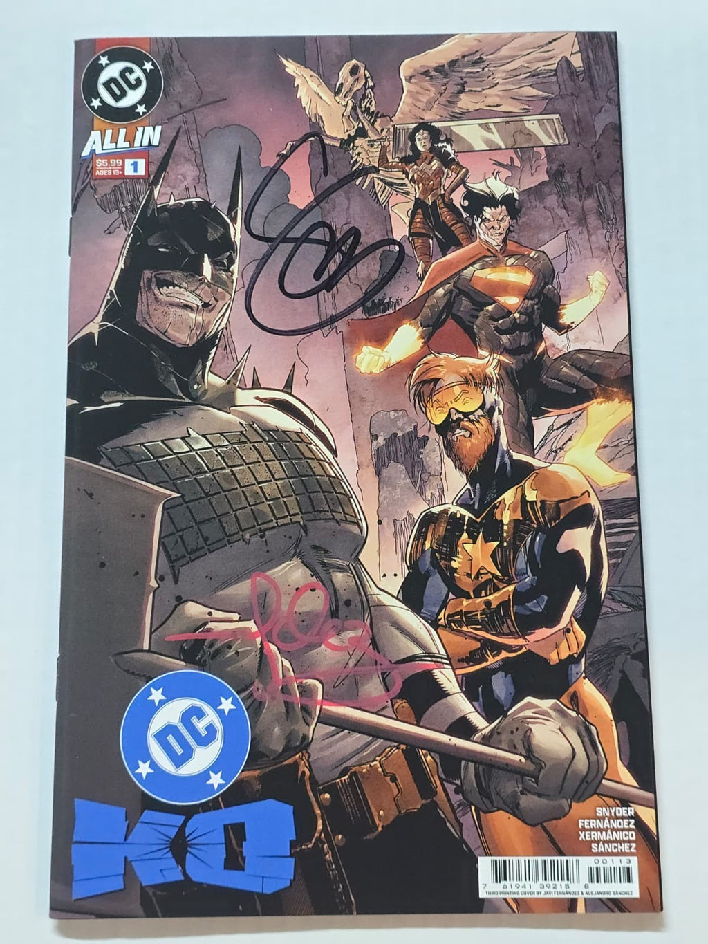DC K.O. #1 3RD PRINT DC SIGNED BY SCOTT SNYDER & JAVIER FERNANDEZ W/COA NM