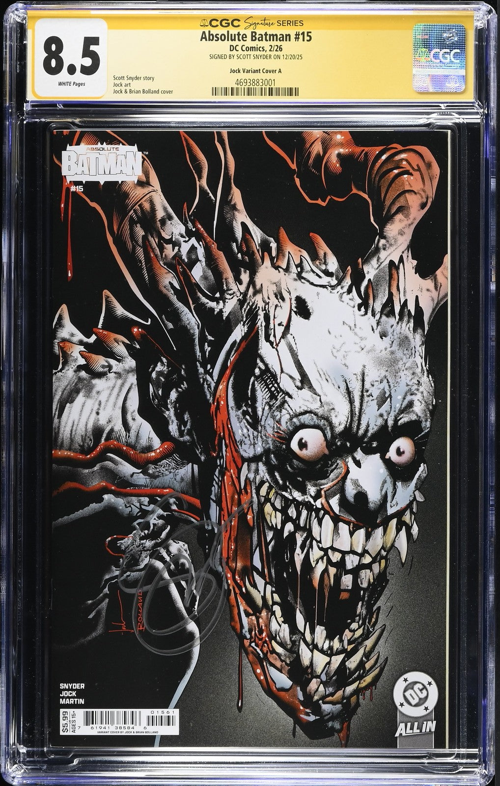 ABSOLUTE BATMAN #15 1ST PRINT BOLLAND DC 2025 SCOTT SNYDER SIGNED CGC SS 8.5