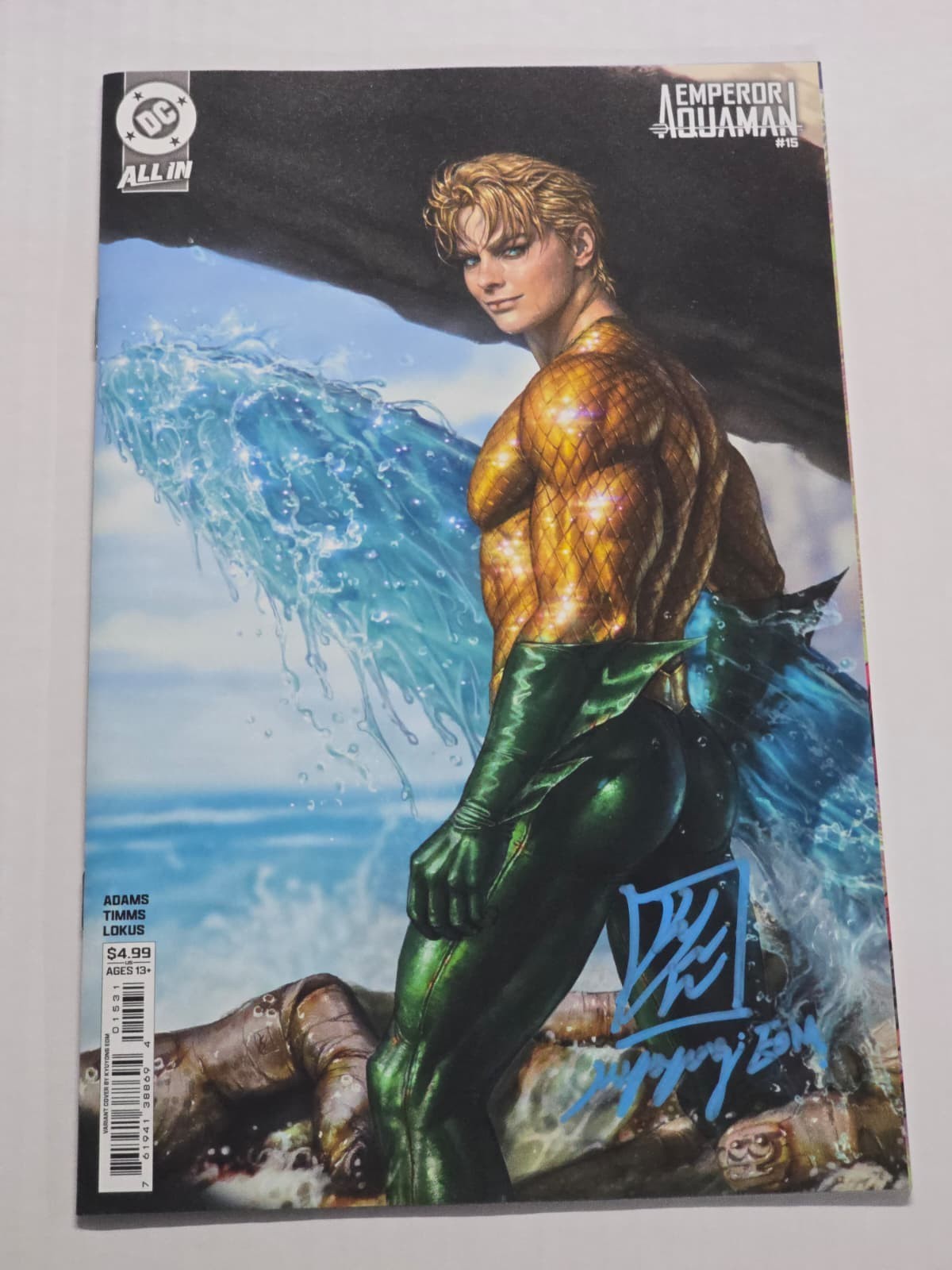 EMPEROR AQUAMAN #15 DC COMICS VARIANT KYUYONG EOM SIGNED W/COA NM BLUE
