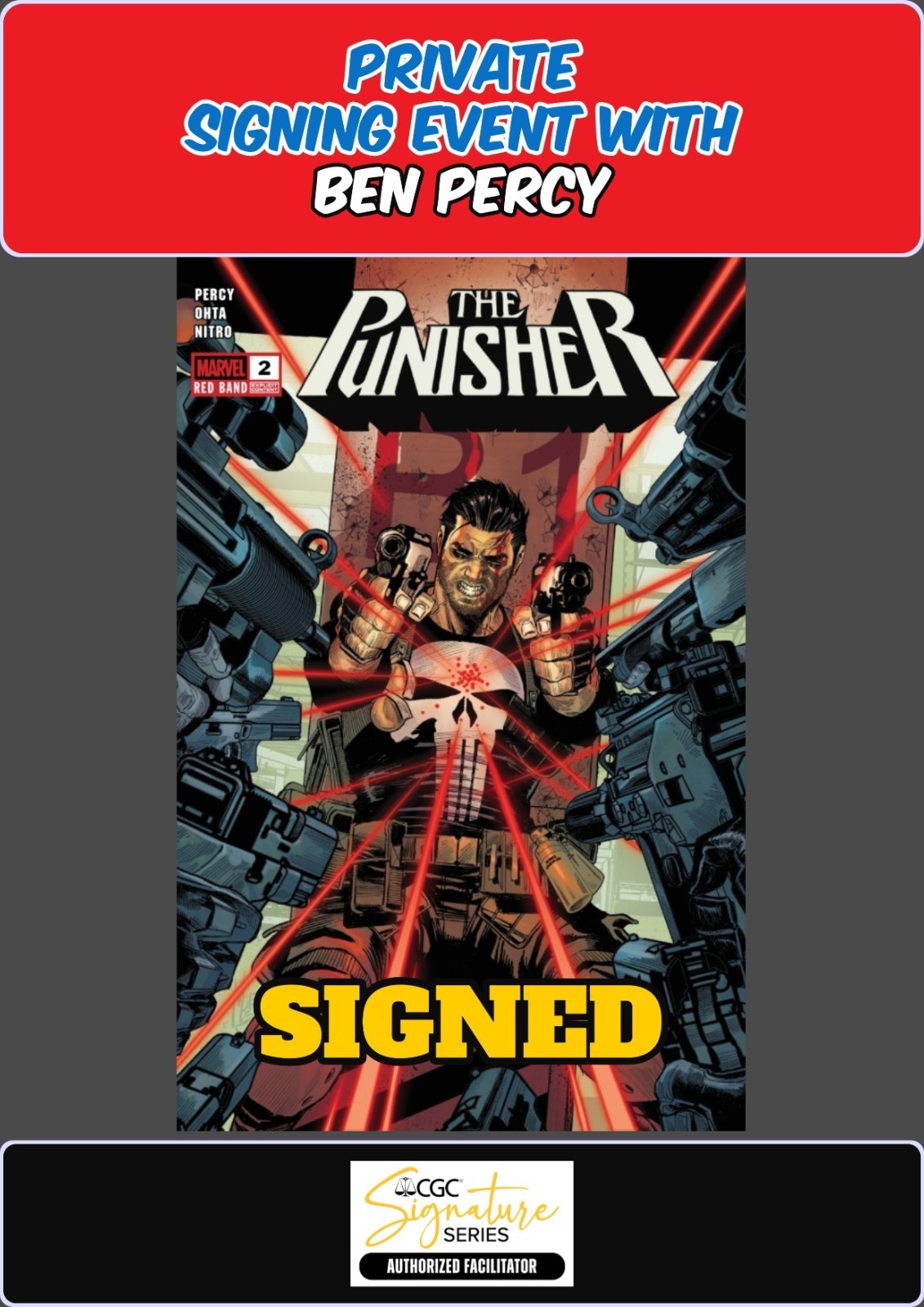 PUNISHER RED BAND #2 CHECCHETTO RAW BEN PERCY PRIVATE SIGNING W/COA PRESALE NM