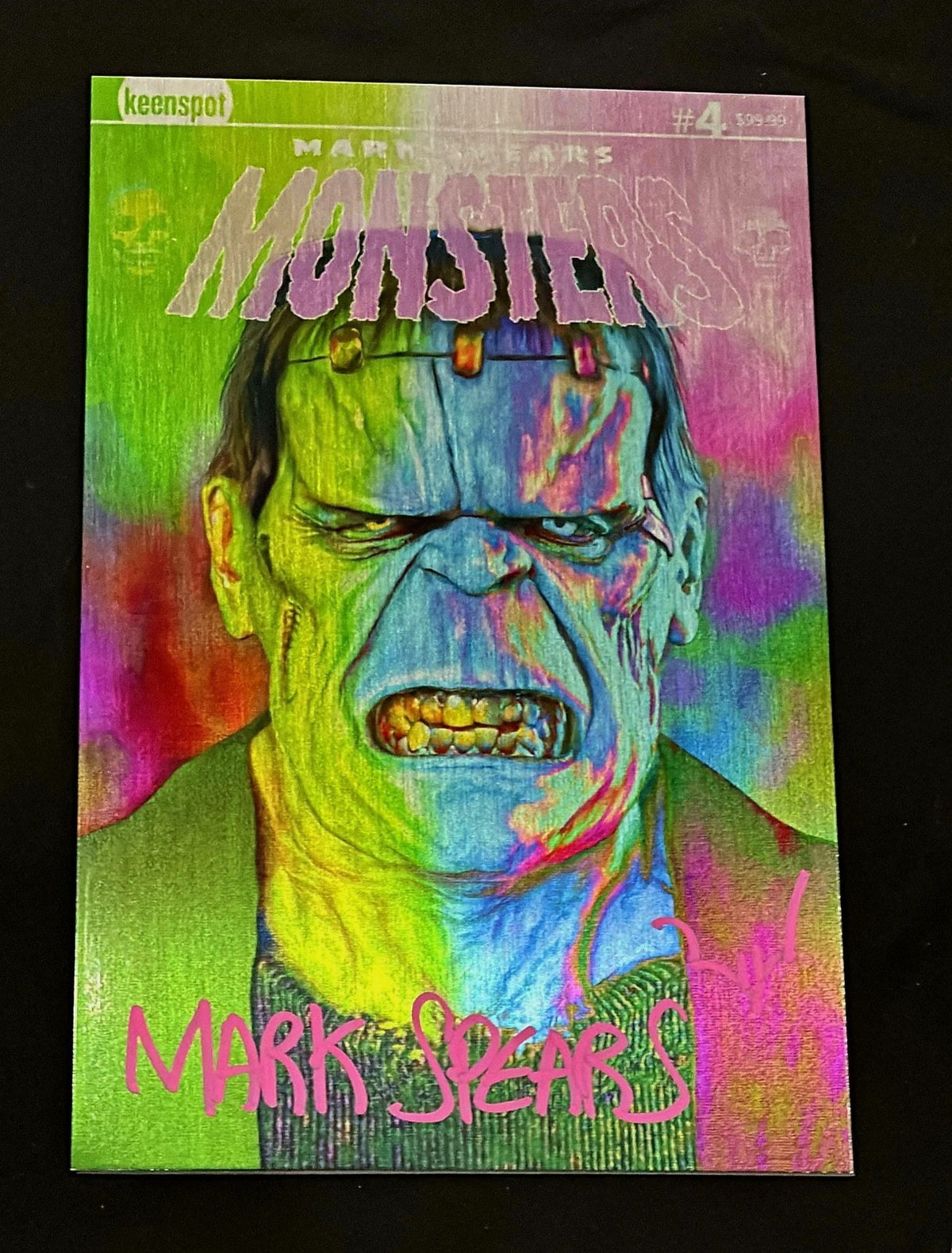 MARK SPEARS MONSTERS #4 METAL VARIANT FRANKENSTEIN SIGNED MARK SPEARS W/COA NM