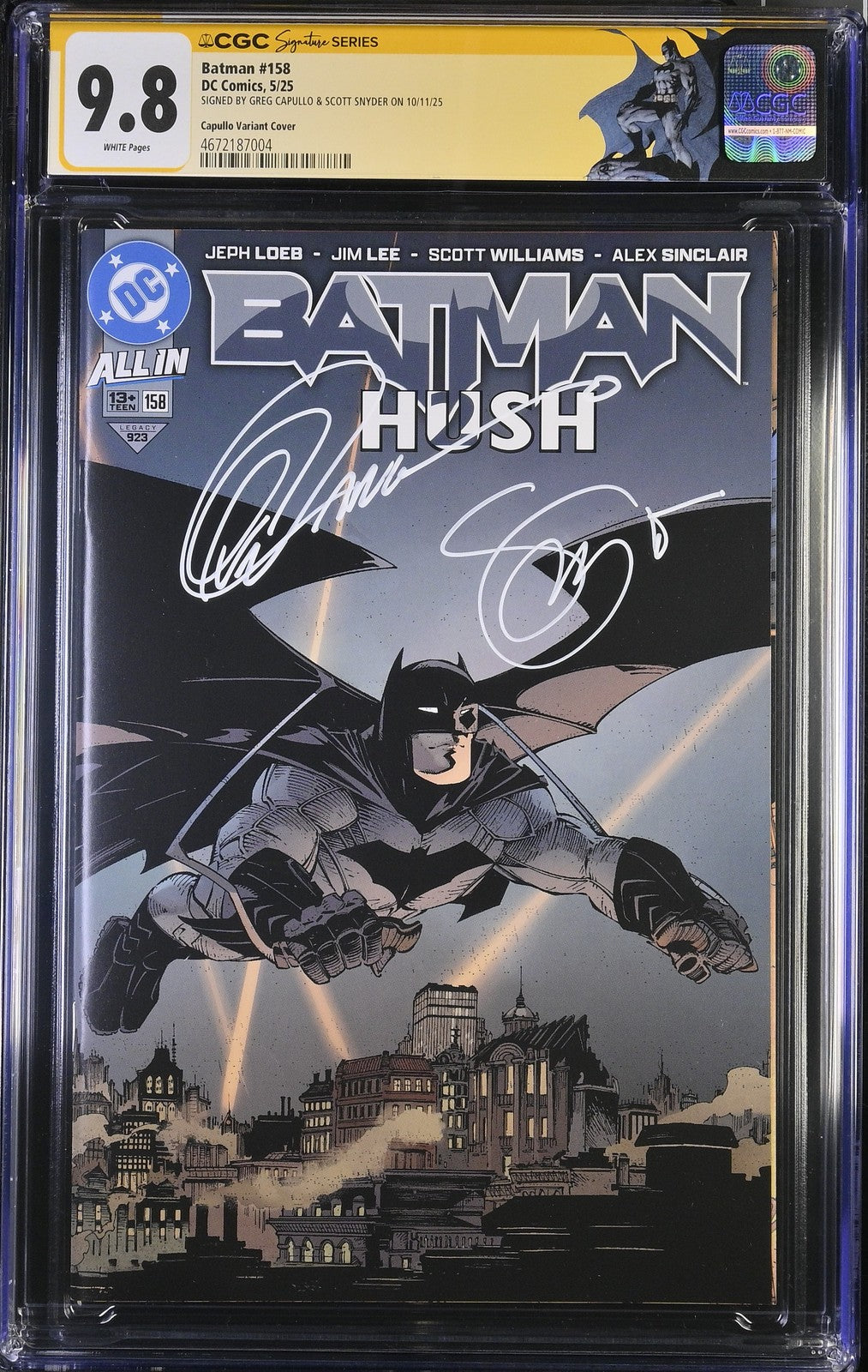 BATMAN #158 HUSH 2 MEGACON/FANEXPO EXCLUSIVE CAPULLO/SNYDER 2X SIGNED CGC SS 9.8
