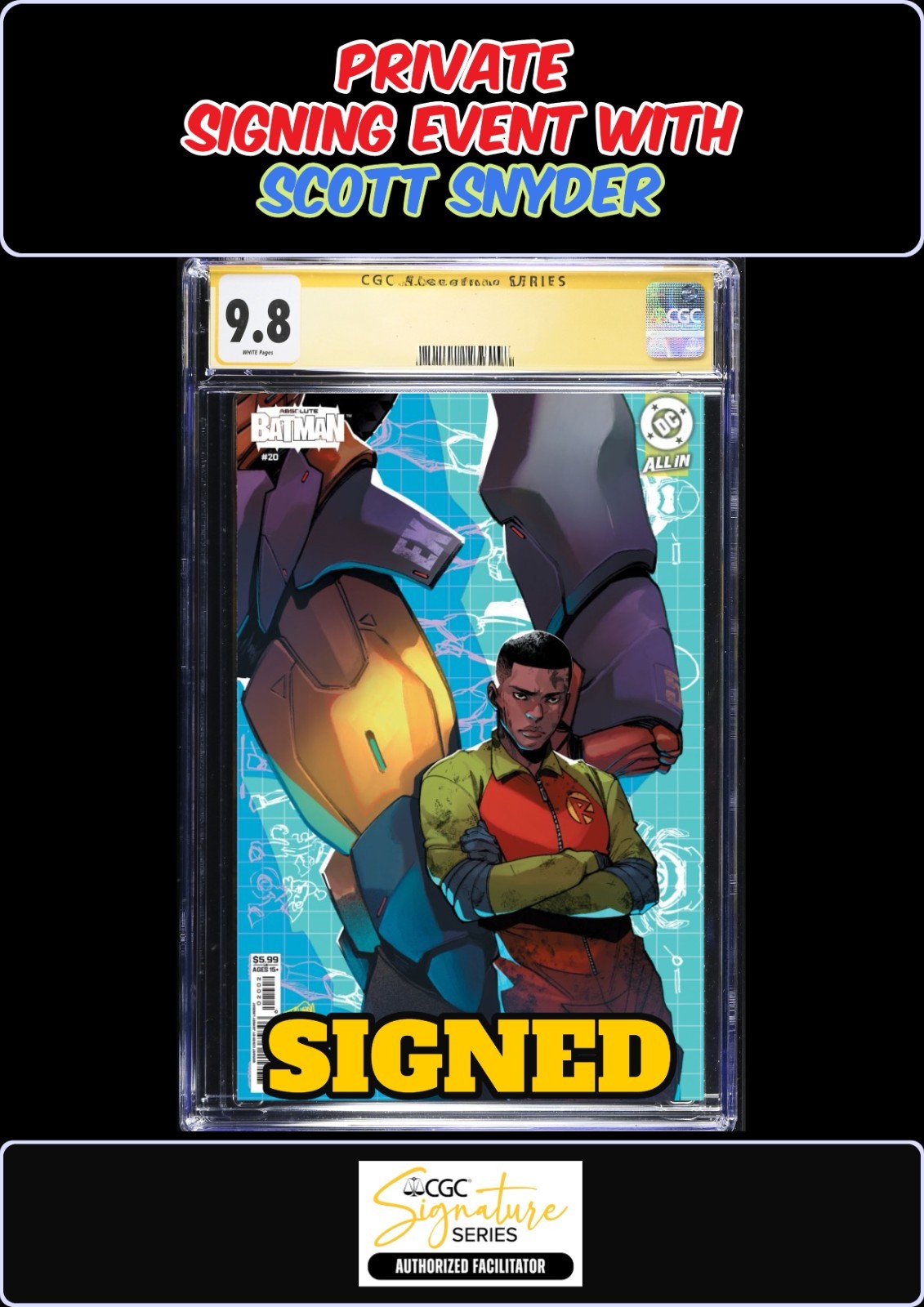 ABSOLUTE BATMAN #20 JAHNOY LINDSAY CGC SS 9.8 SCOTT SNYDER SIGNING PRESALE