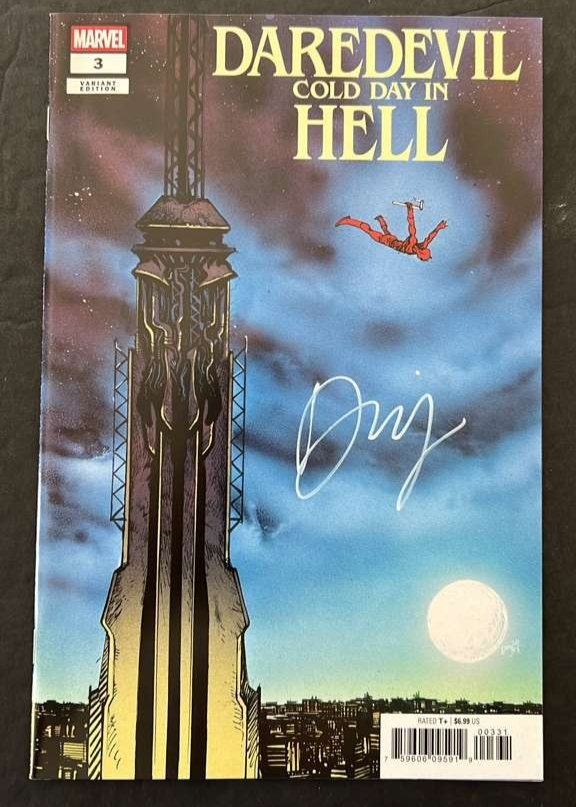 DAREDEVIL COLD DAY IN HELL #3 MARVEL SIGNED DANIEL WARREN JOHNSON NYCC W/COA NM