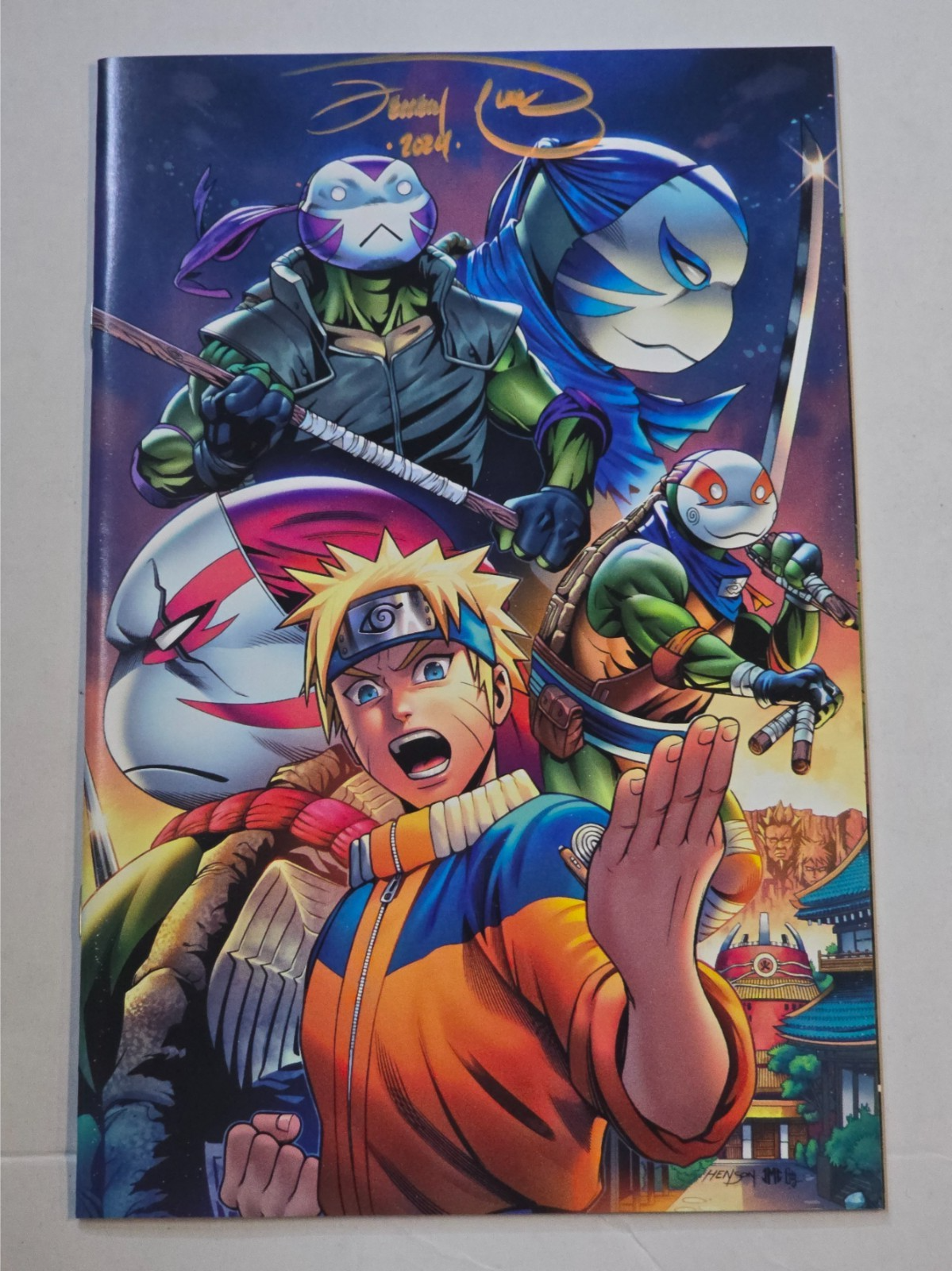 TEENAGE MUTANT NINJA TURTLES X NARUTO #1 ERIC HENSON SIGNED JEREMY CLARK COA NM