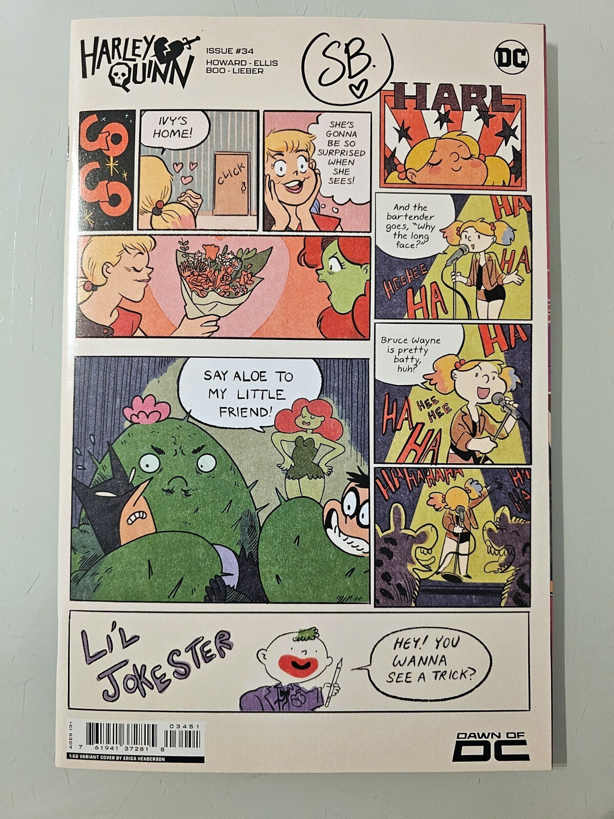 HARLEY QUINN #34 DC 1:50 ERICA HENDERSON VARIANT SIGNED BY SWEENEY BOO W/COA