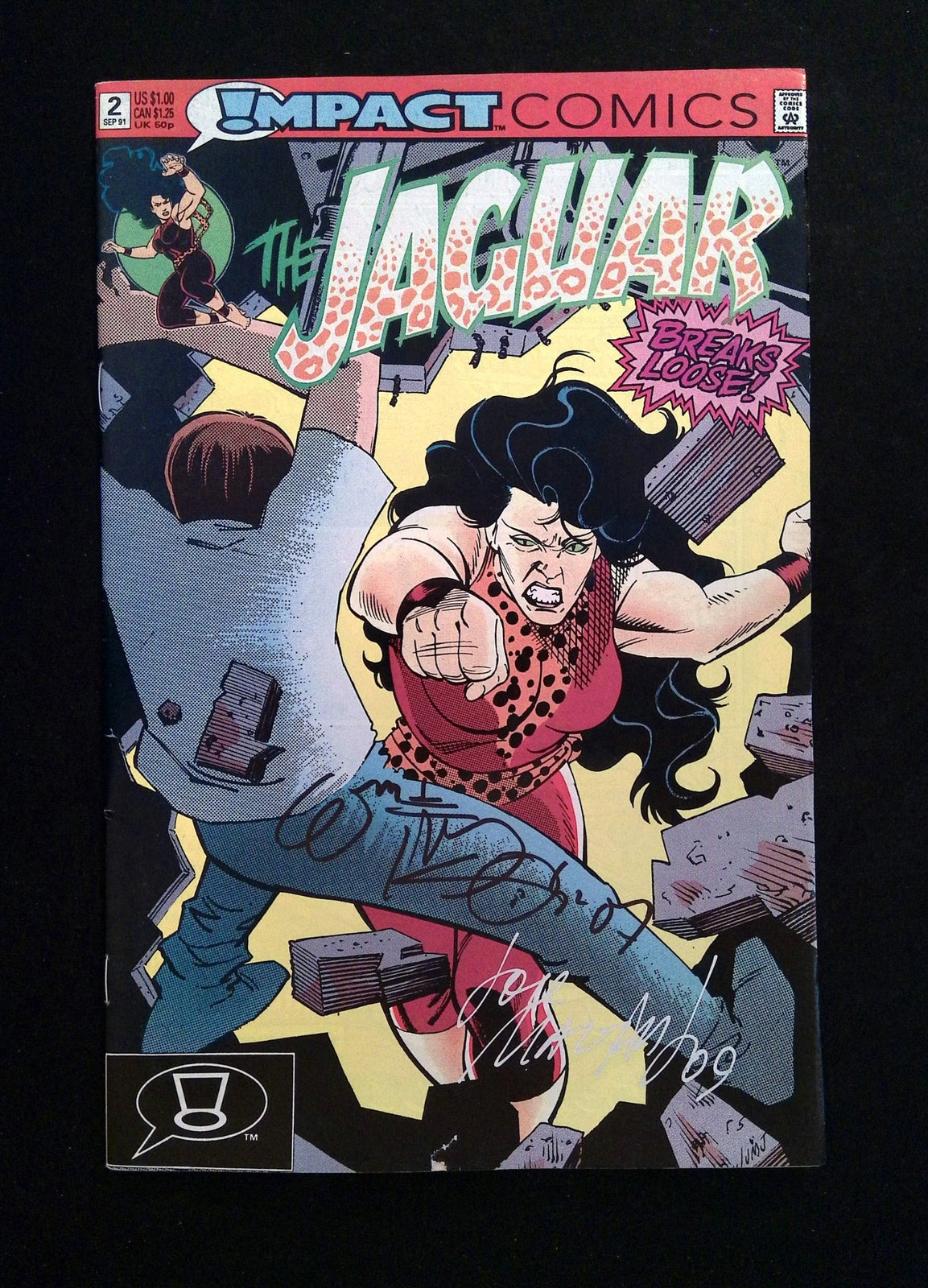 Jaguar #2  IMPACT Comics 1991 VF+  SIGNED BY JOSE MARZAN .,+1