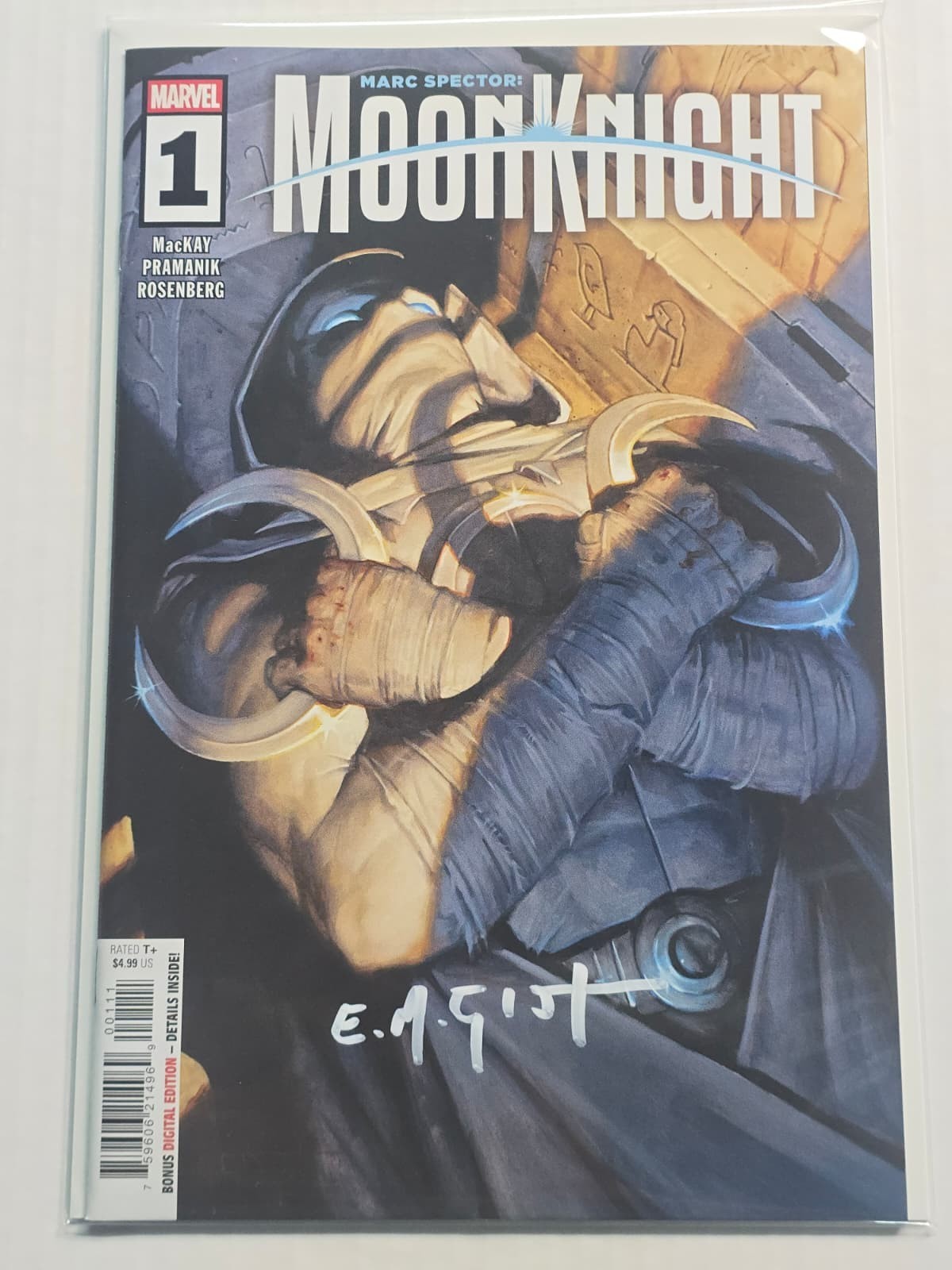 MOON KNIGHT #1 MARVEL COMICS 2025 SIGNED BY E.M. GIST W/COA