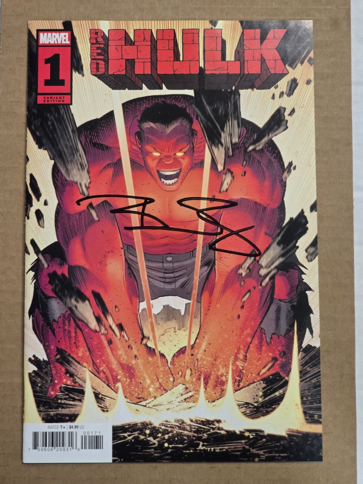 RED HULK #1 MARVEL 2025 JOHN ROMITA JR VARIANT SIGNED BY BEN PERCY W/ COA NM