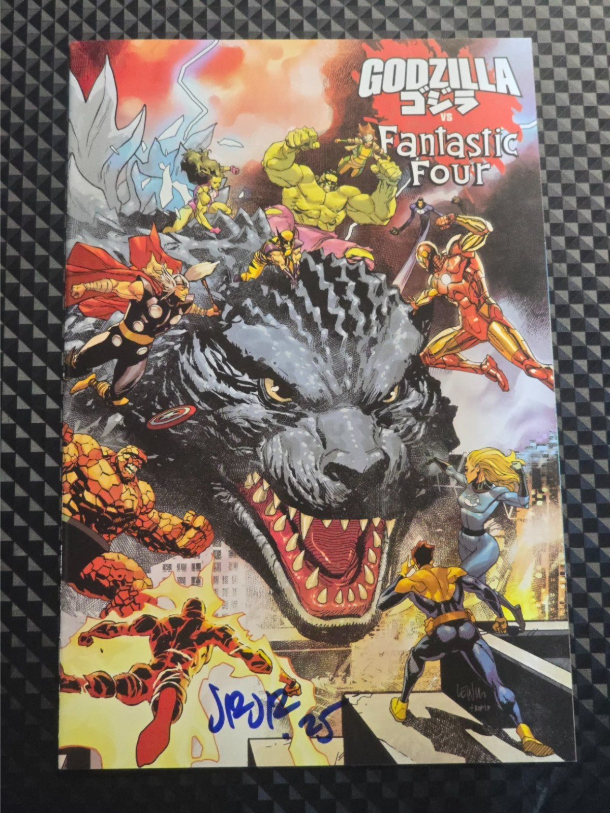 GODZILLA VS FANTASTIC FOUR #1 MARVEL LEINIL YU VAR SIGNED JOHN ROMITA JR COA NM