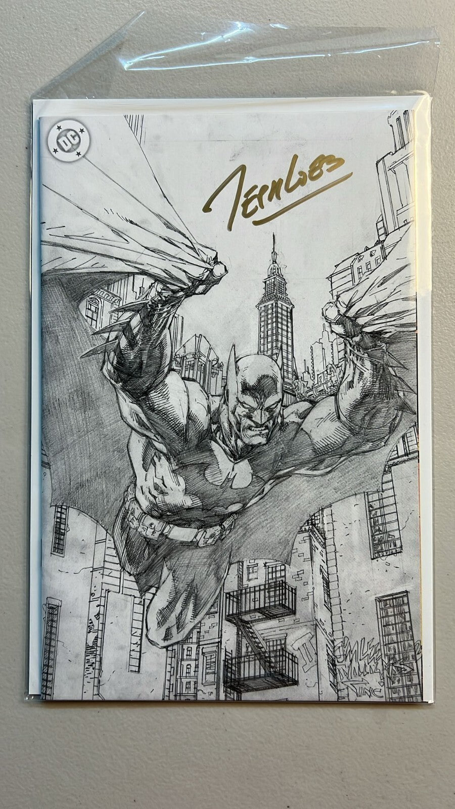 BATMAN #158 DC 1:250 JIM LEE SKETCH VIRGIN VARIANT JEPH LOEB GOLD SIGNED COA NM