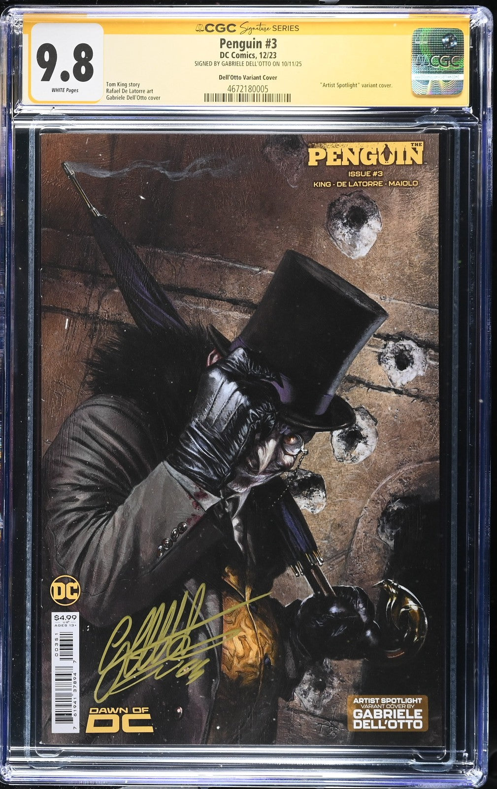 PENGUIN #3 DC COMICS 2023 GABRIELE DELL'OTTO SIGNED CGC SS 9.8