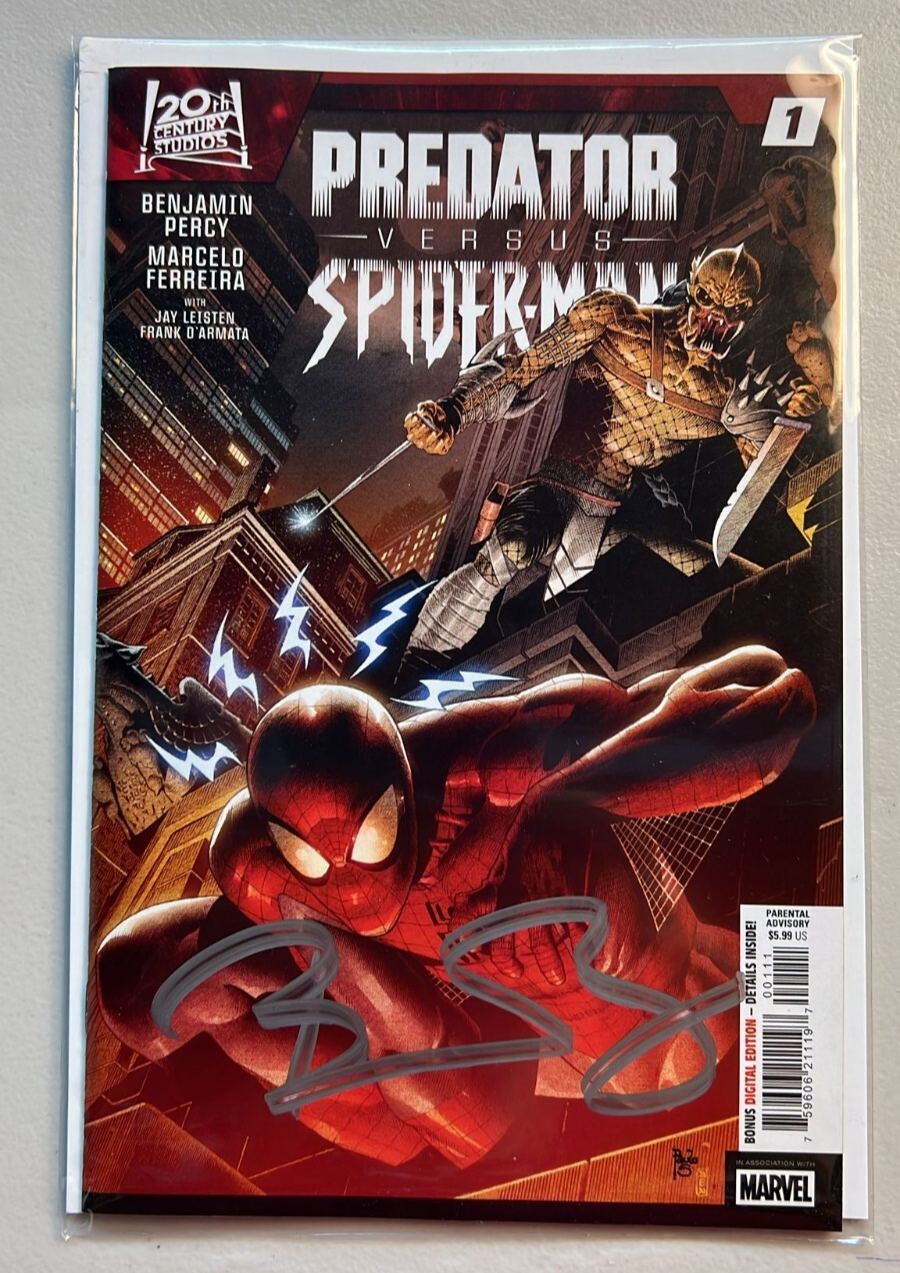 PREDATOR VS SPIDER-MAN #1 MARVEL SIQUEIRA MAIN COVER BEB PERCY SIGNED W/COA NM