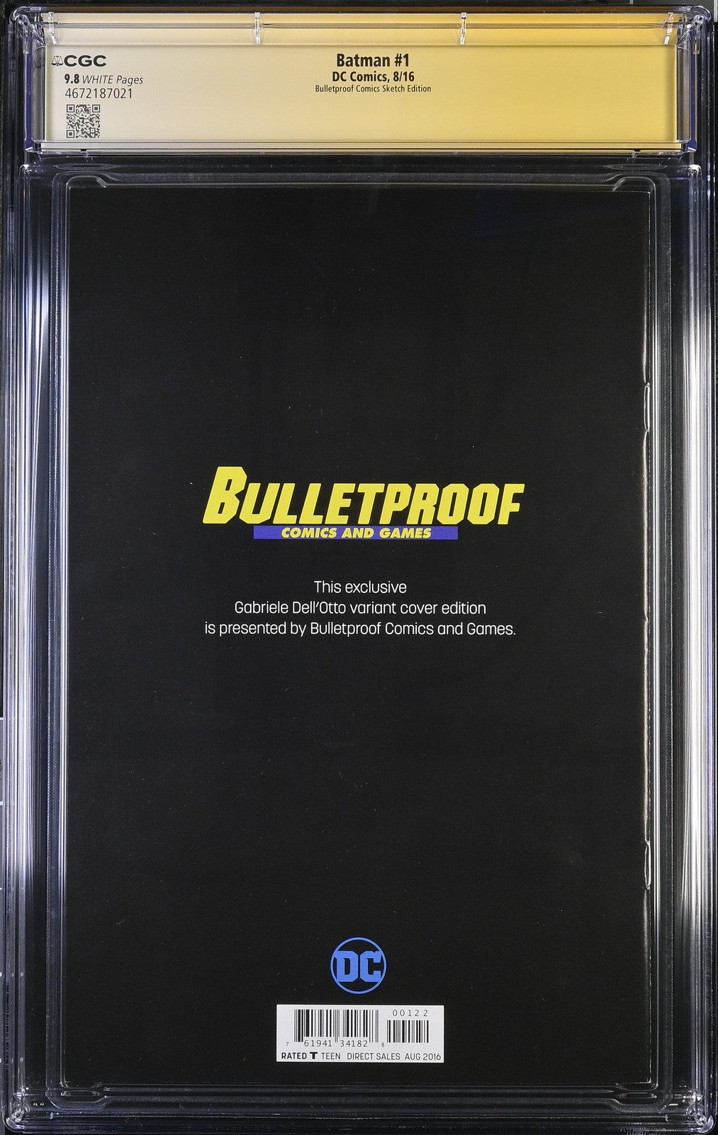 BATMAN #1 2016 BULLETPROOF RED EXCLUSIVE GABRIELE DELL'OTTO SIGNED CGC SS 9.8