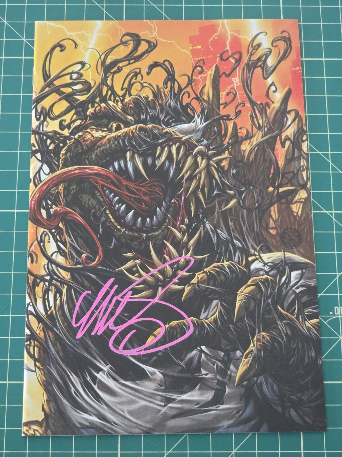 GODZILLA DESTROYS MARVEL UNIVERSE #2 1:100 VIRGIN SIGNED MARK BROOKS NYCC COA NM