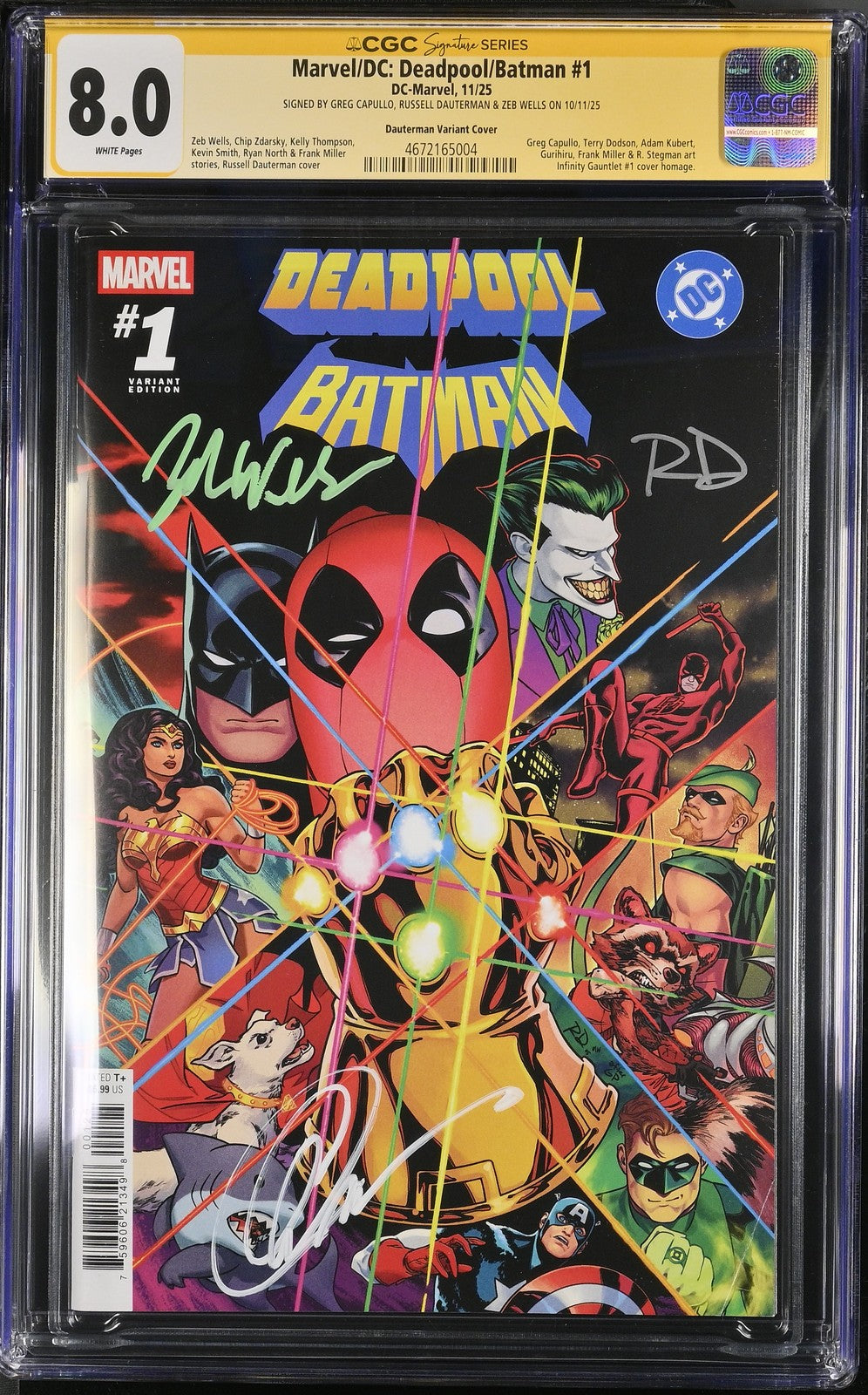 DEADPOOL BATMAN #1 VARIANT DAUTERMAN/CAPULLO/WELLS 3X SIGNED CGC SS 8.0