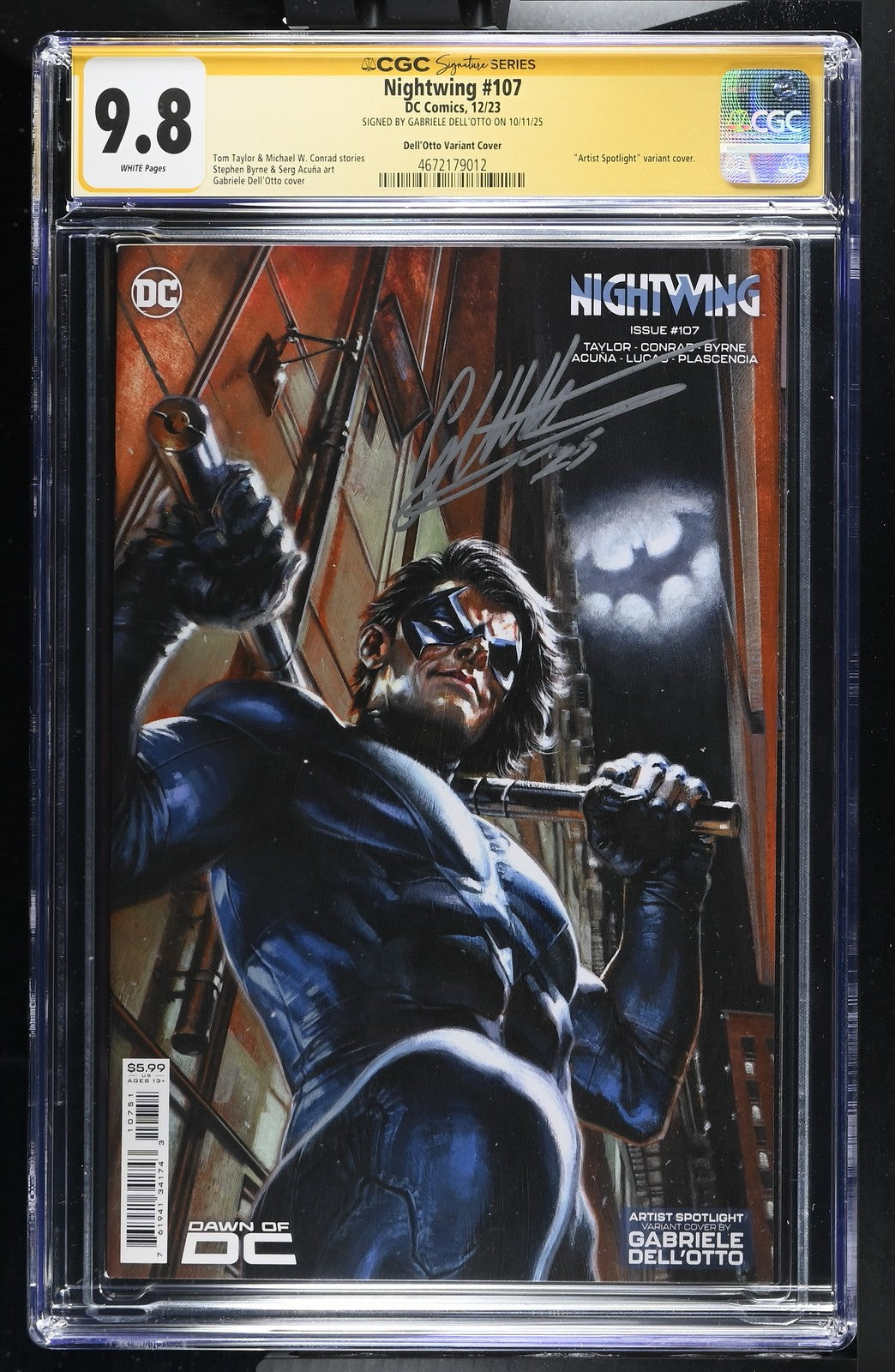 NIGHTWING #107 DC COMICS 2023 GABRIELE DELL'OTTO SIGNED CGC SS 9.8
