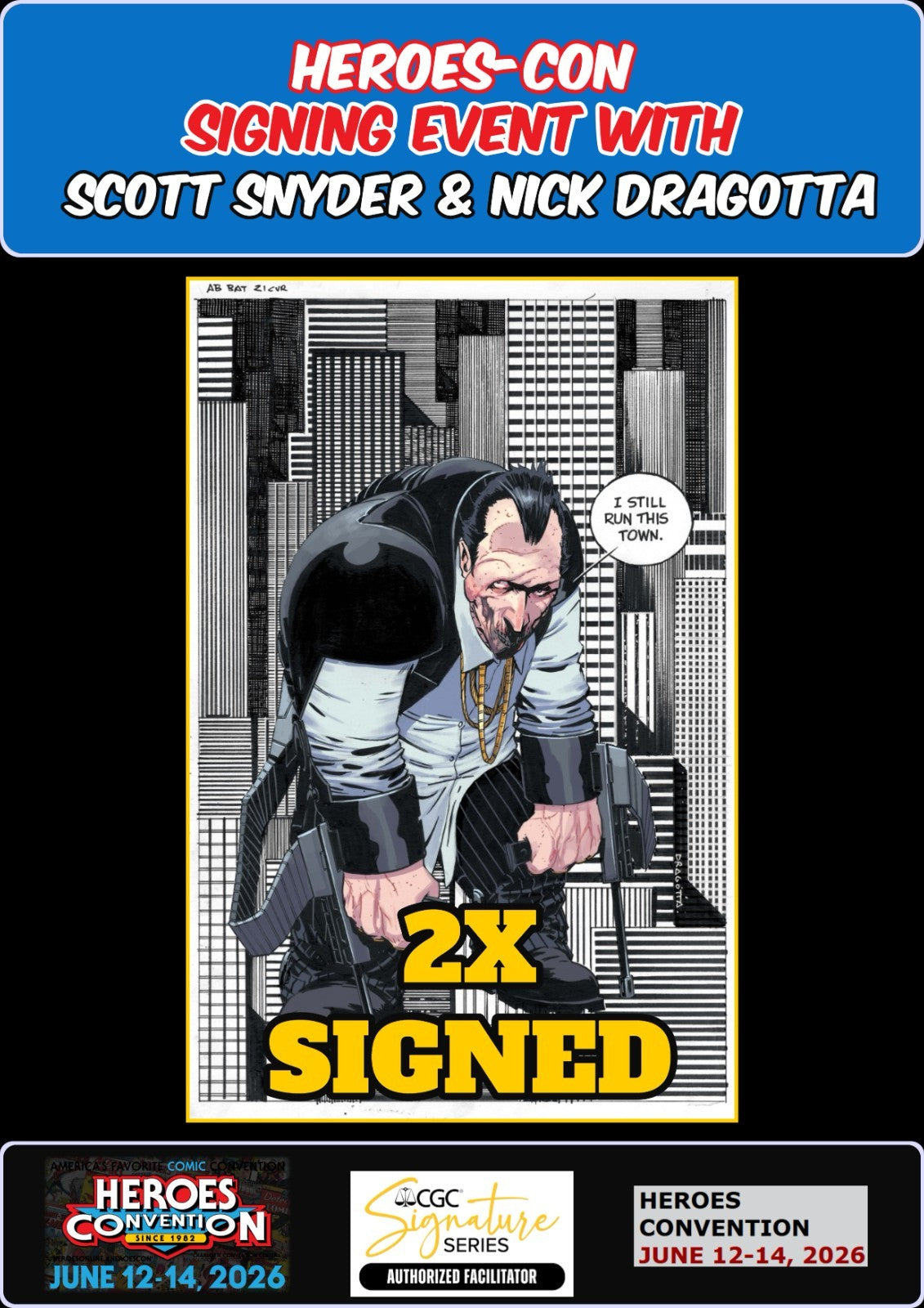 ABSOLUTE BATMAN #21 PENGUIN RAW  SNYDER/DRAGOTTA SIGNED HEROESCON PRESALE NM/COA