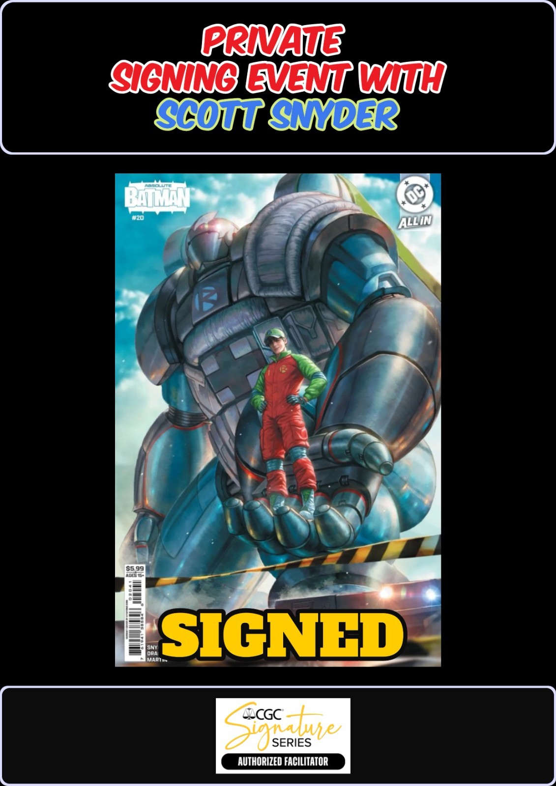 ABSOLUTE BATMAN #20 KYUYONG EOM RAW SCOTT SNYDER  SIGNING PRESALE NM/COA
