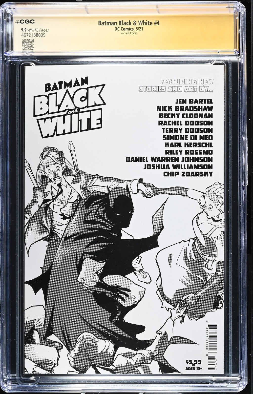 BATMAN BLACK & WHITE #4 DC 2023 DELL'OTTO SIGNED/REMARQUED CGC SS 9.9 NOT 9.8