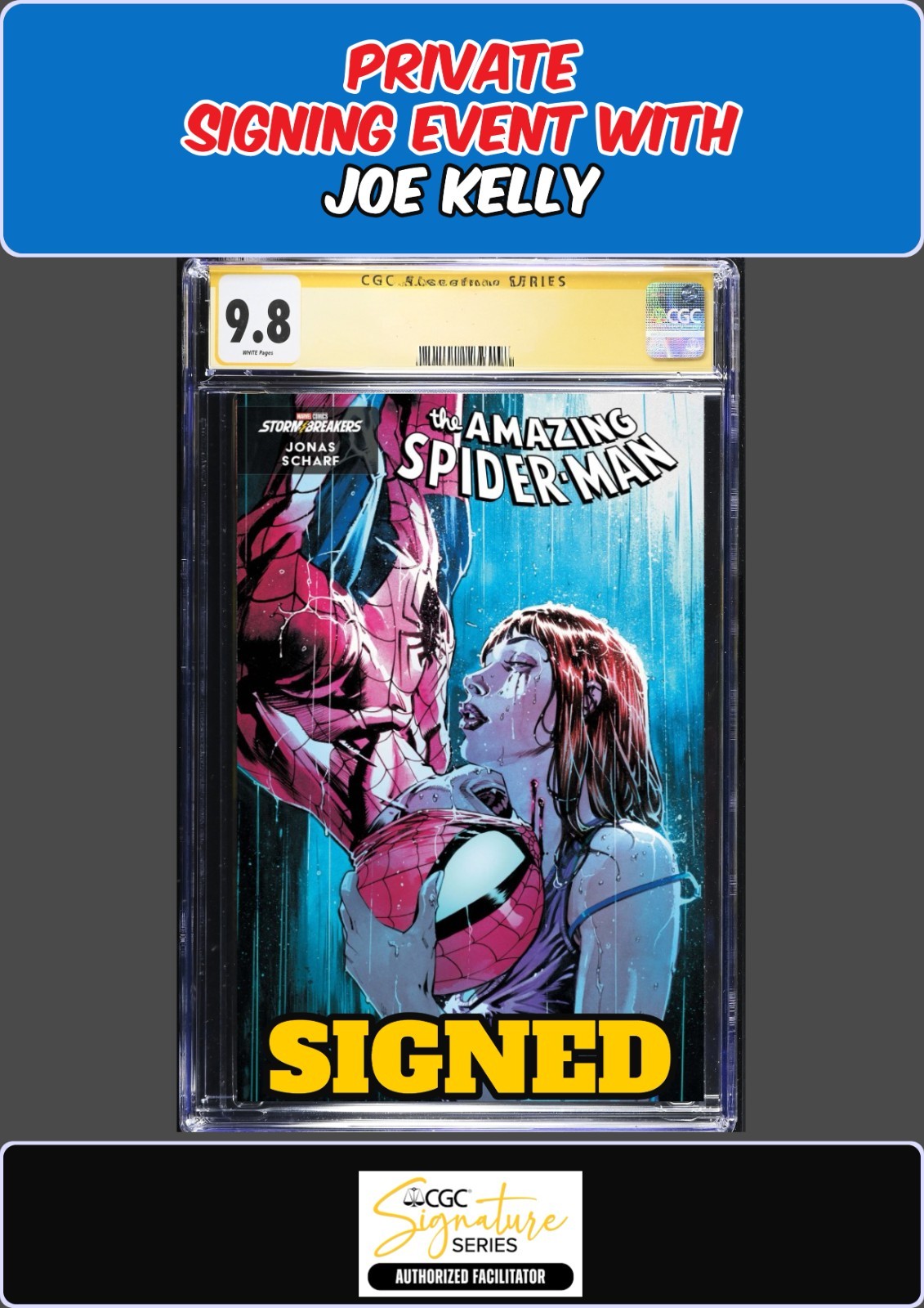 AMAZING SPIDER-MAN #25 JONAS SCHARF CGC SS JOE KELLY SIGNED PRESALE