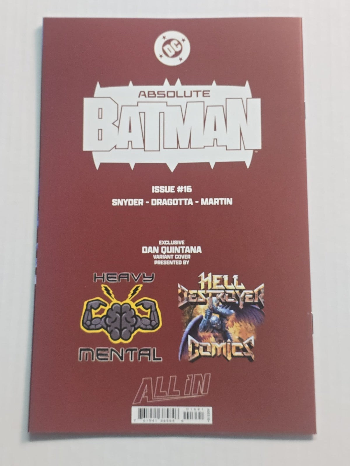 ABSOLUTE BATMAN #15 EXCLUSIVE 2X SIGNED DAN QUINTANA/SCOTT SNYDER COA 1000 LTD