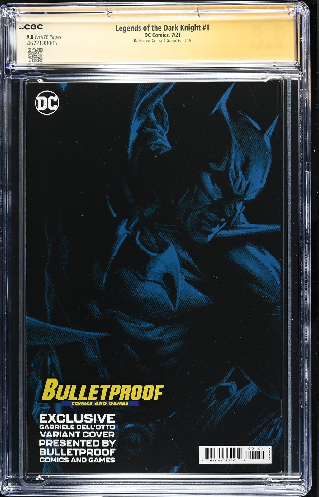 LEGENDS OF THE DARK KNIGHT #1 BULLETPROOF GABRIELE DELL'OTTO SIGNED CGC SS 9.8