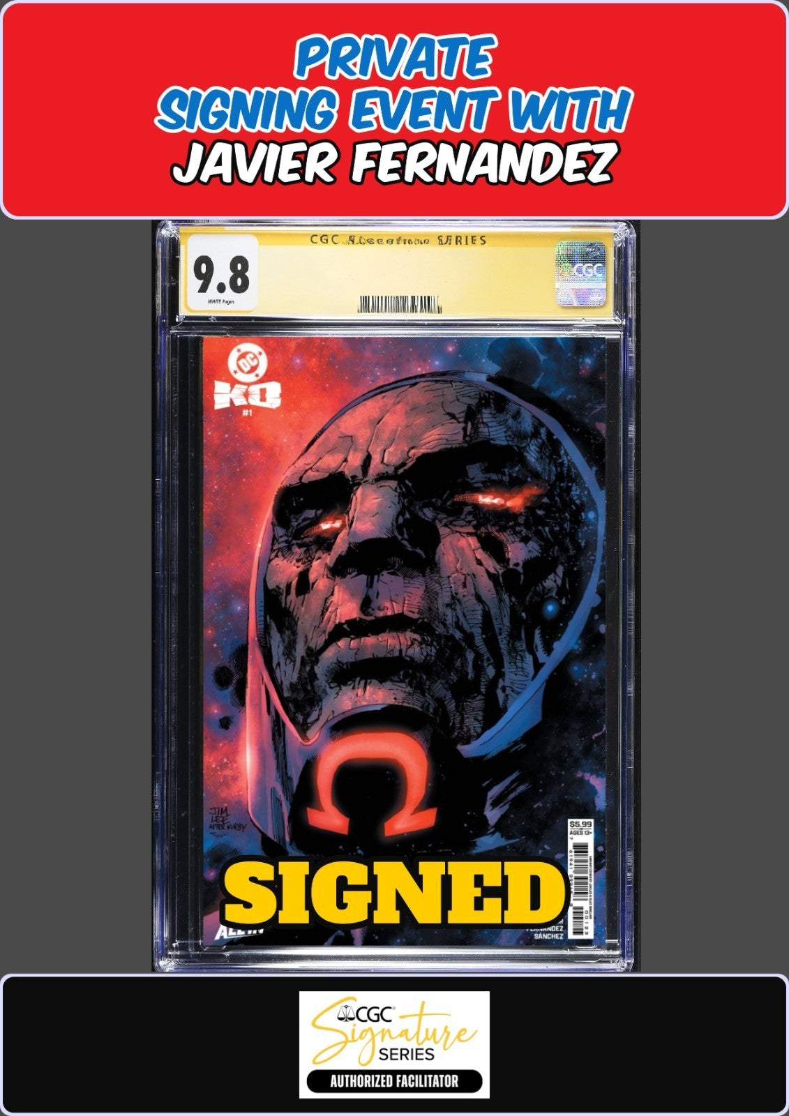 DC K.O. #1 JIM LEE CGC SS 9.8 JAVIER FERNANDEZ SIGNED PRIVATE SIGNING PRESALE
