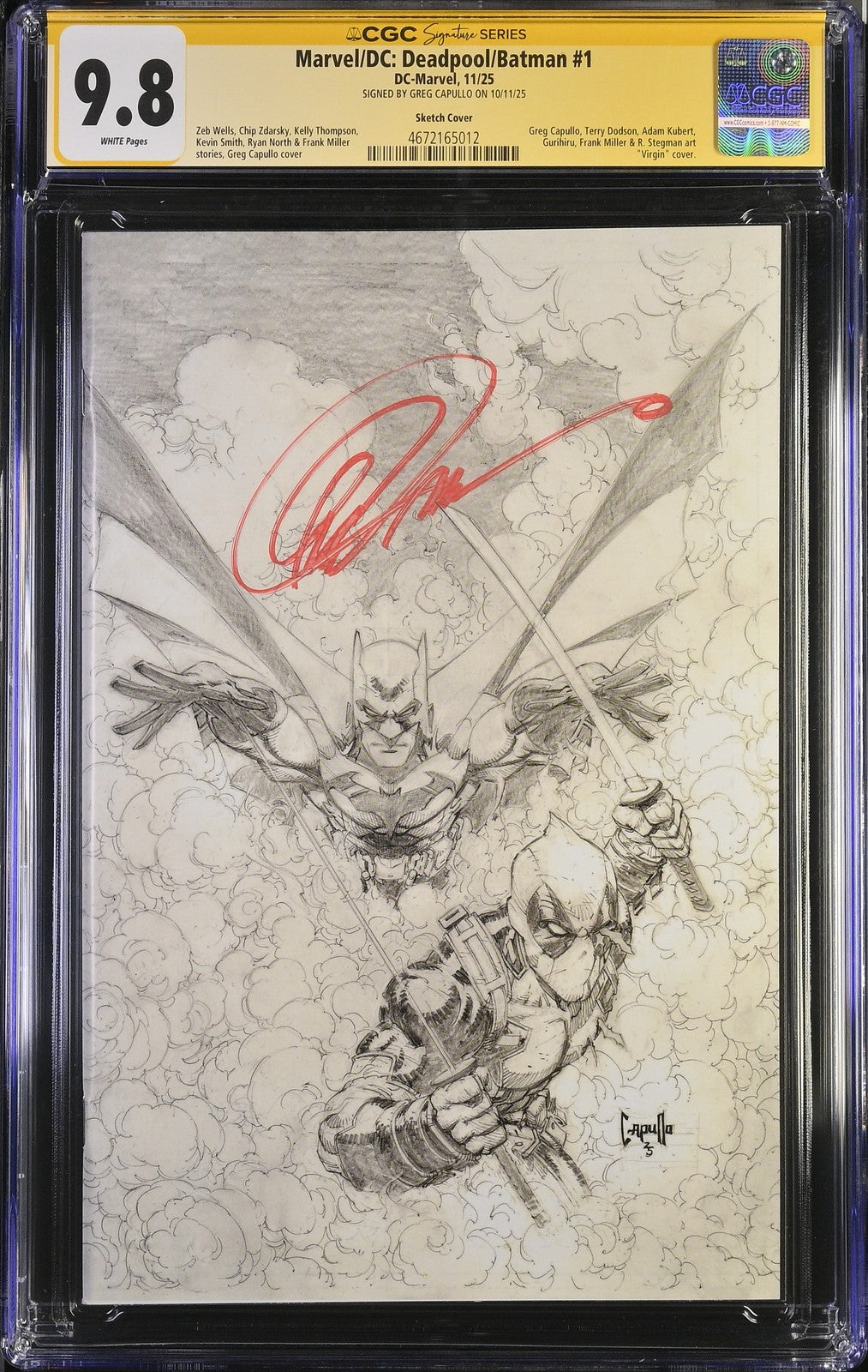 DEADPOOL BATMAN #1 MARVEL 1:200 GREG CAPULLO VARIANT SIGNED CGC SS 9.8 NM