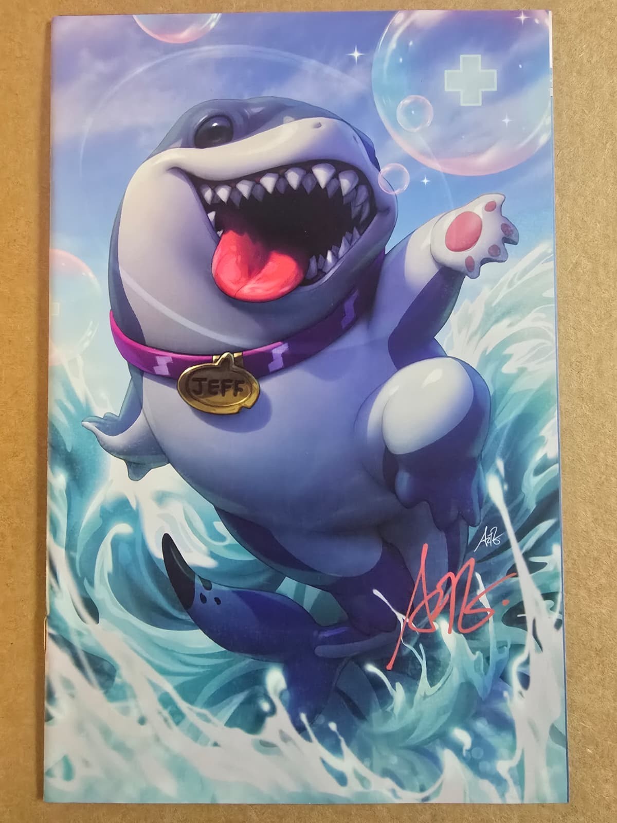JEFF THE LAND SHARK #1 MARVEL 2025 1:100 VIRGIN VARIANT SIGNED ARTGERM NM W/COA